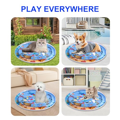 Gkiozu Cat Water Mat for Indoor Cats, 2025 Upgraded 0.6mm Thicken Scratch-Resistant Interactive Sensory Play Mat with Floa...