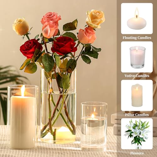PHOSPHOR Hurricane Candle HoldersFor Pillar Candle Clear Glass Cylinder Centerpieces Vases Table Decoration Centerpiece Fl...