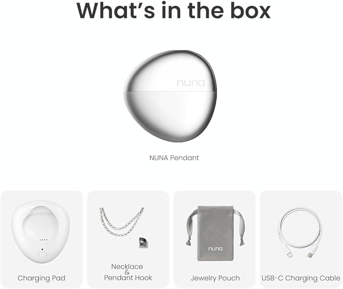 NUNA Pendant – Smart Necklace for Mood Emotion Monitoring Tracking, Mindfulness Vibration Waves, Meditation Support, Hourly Story of Mood Snapshot, Emotional Awareness App, Smart Wellness Wearable