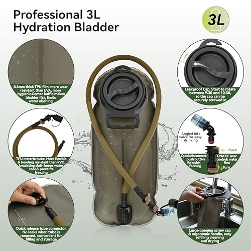 MARCHWAY Tactical Molle Hydration Pack Backpack with 3L TPU Water Bladder, Military Daypack for Cycling, Hiking, Running, ...