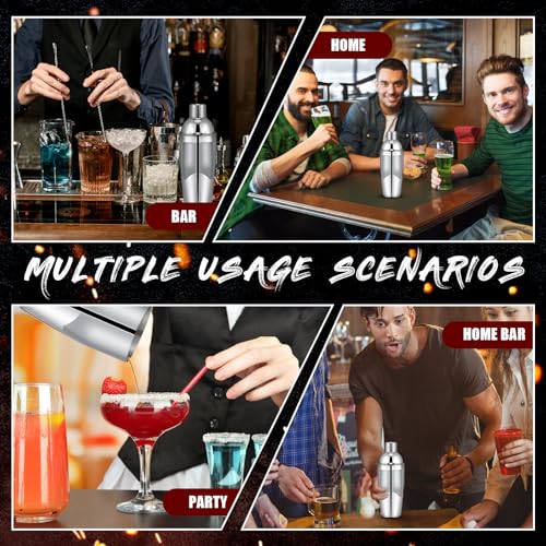Nitial 6 Pcs 25 oz Stainless Steel Cocktail Shaker No Leaks Martini Shaker with Built In Strainer Bar Bartender Margarita ...