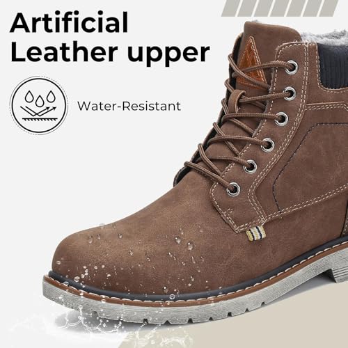 Mishansha Men's Waterproof Snow Boots, Insulated Warm Lined Winter Boot for Cold Weather, Non-Slip Outdoor Trekking Hiking...