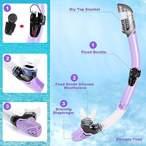ZEEPORTE Mask Fin Snorkel Set, Travel Size Snorkeling Gear for Adults with Panoramic View Anti-Fog Mask, Trek Fins, Dry To...