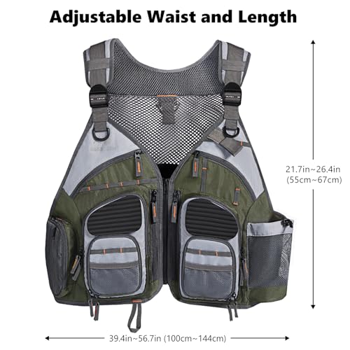 BASSDASH Strap Fishing Vest Adjustable for Men and Women, for Fly Bass Fishing and Outdoor Activities