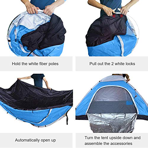 Ubon 2/3 Person Lightweight Instant Pop Up Indoor Outdoor Backyard Tent for Camping Backpacking