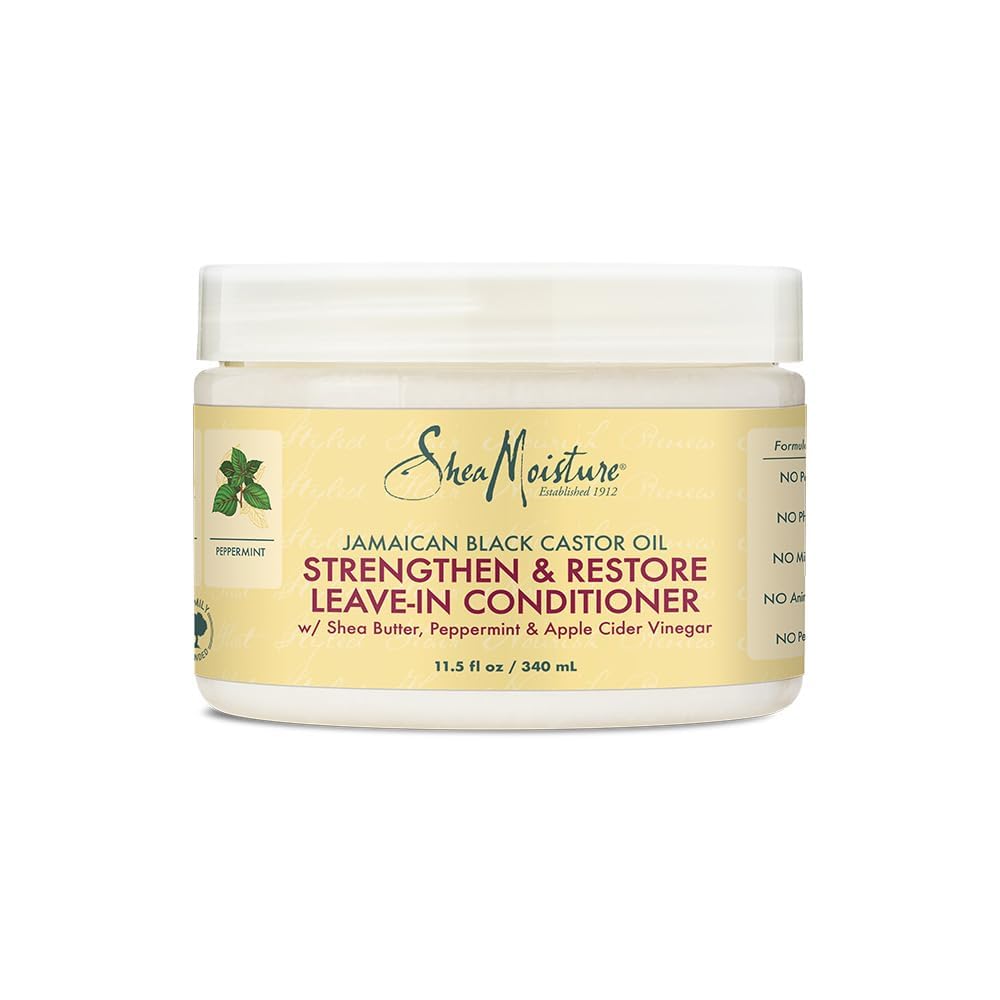 SheaMoisture Leave-In Conditioner with Pure Jamaican Black Castor Oil for Damaged, Over-Processed Hair - Softens and Detangles,