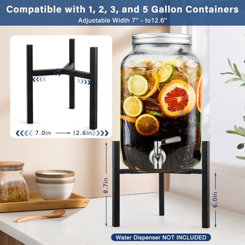 Uoveya Beverage Water Jug Stand Adjustable 7-12.6 IN - Drink Dispenser Stand Only, Fit 3-5 Gallon Water Jug Holder Contain...
