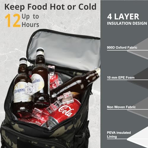 Tactical Backpack Cooler, 25L Cooler Backpack Insulated Leak-Proof, Heavy Duty Large Lunch Backpack, Waterproof Ice Chest ...