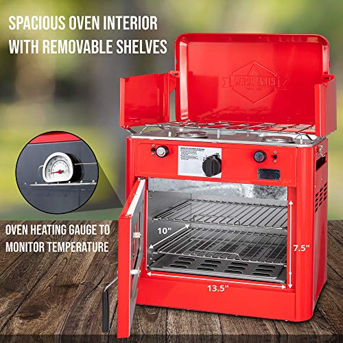 Hike Crew Outdoor Gas Camping Oven w/Carry Bag | CSA Approved Portable Propane-Powered 2-Burner Stove & Oven | Auto Igniti...