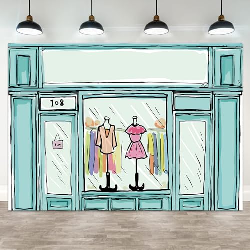 ASDCXZ 10x8ft Shop Backdrop Boutique Clothing Store Photography Background Shopping Mall Merchandise Window Showroom Dress...