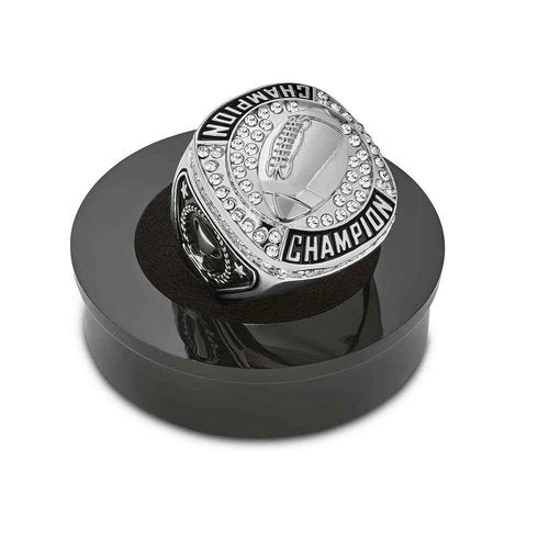 Express Medals Pack of 12 Champion Football Rings Award Gift Fantasy Prize with Display Neck Chain and Stand Team PK Trophy S