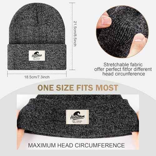 3 Packs Winter Beanie Hats for Men Women, Unisex Soft Warm Thick Beanies, Cuffed Knit Skull Cap