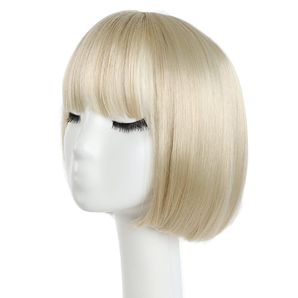 HSPCYGG Bob Wigs Short Daily Blonde Wig with Bangs 10 Straight Synthetic Halloween Costume Cosplay Wigs for Women