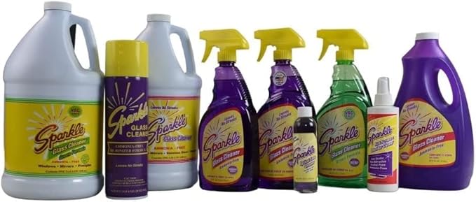 Sparkle Glass Cleaner Aerosol Spray Bottle, Ammonia-Free De-Ionized Formula, Leaves No Streaks, 20-Ounce Bottle (Pack of 3)