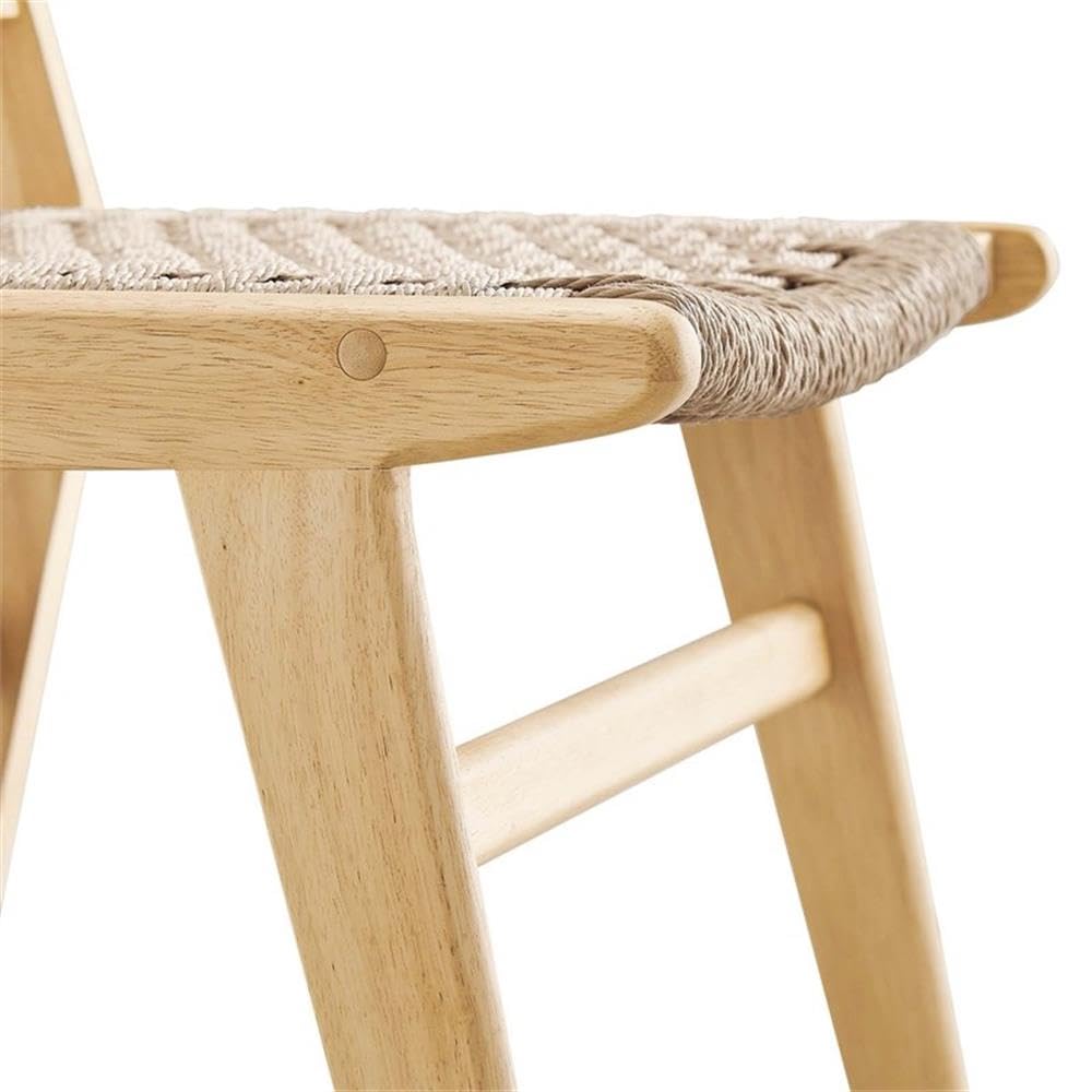Modway Saoirse Woven Rope Wood Dining Side Chair in Natural Natural