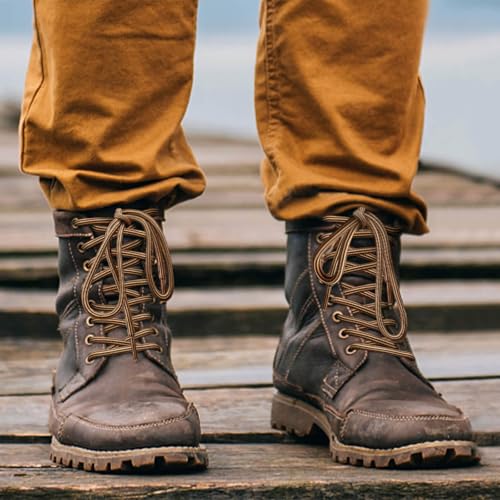 Durable Striped Round Boot Laces: Hiking Shoe Laces for Work Boots 1 Pair