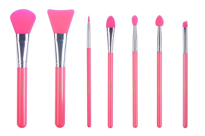 LORMAY 7 Pcs Silicone Brush Applicator Kit for UV Resin Epoxy Art Crafting and Cream Makeup Products (Red)