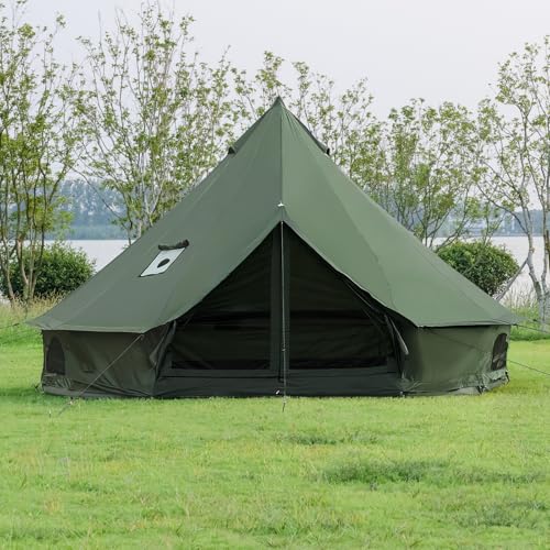 Oxford Bell Tent for Family Camping - Spacious 13.1ft /16.4ft Yurt with Stove Jack, Large Glamping Tents for 4-8 People, 4...