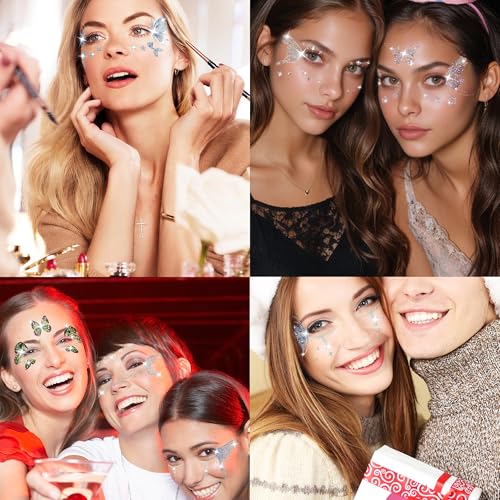 JoyfulGlam Glitter Fairy Makeup Kit Accessories For Women Butterfly Face Temporary Tattoos Stickers For Eyes Princess Rave...