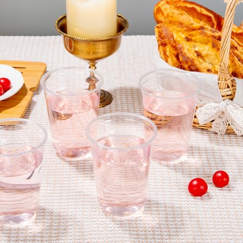 WELLIFE 16 oz Clear Plastic Cups, 50 Pcs Disposable Wine Glasses Stemless Cocktail Punch Cups for Cold Drinking Party Supp...