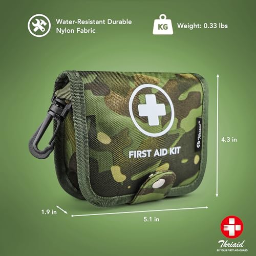 Small First Aid Kit, 100 Pieces Water-Resistant Well Organzied Pouch with Rotatable Buckle - Ideal for Outdoor, Travel, Bi...