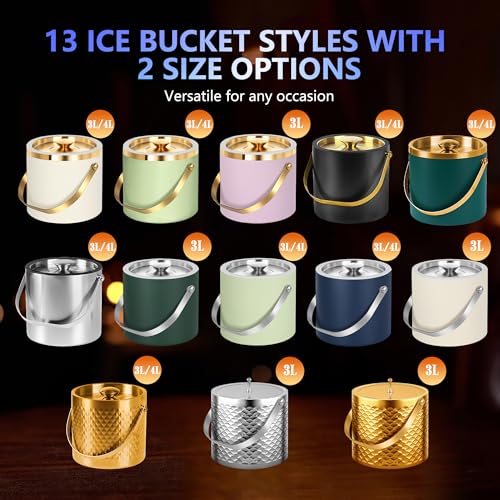 Ice Bucket, Ice Bucket with Silicone Sealing Ring Double-Wall Vacuum Insulation Champagne Buckets with Filter Layer Ice To...