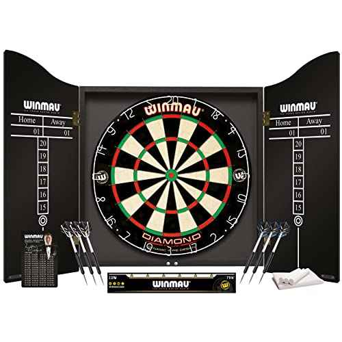 WINMAU Diamond Plus Dart Board Range - Diamond Plus Dartboard, Surround Sets and Cabinet Sets with Darts and Accessories