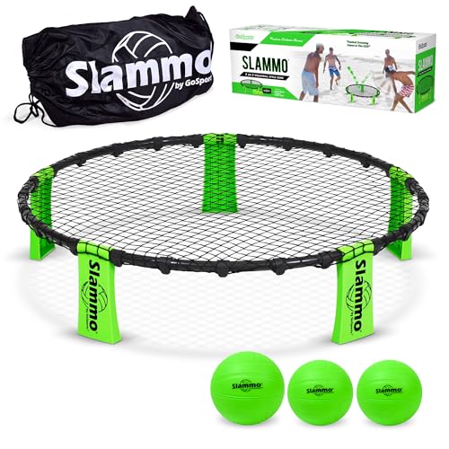 GoSports Slammo Game Set (Includes 3 Balls, Carrying Case and Rules) - Outdoor Lawn, Beach & Tailgating Roundnet Game