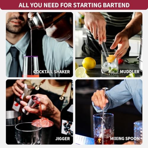 KALAMI Premium Cocktail Shaker Set, Beginner's 304 Stainless Steel Cocktail Kit. Martini Shaker Set with Cocktail Shaker, ...