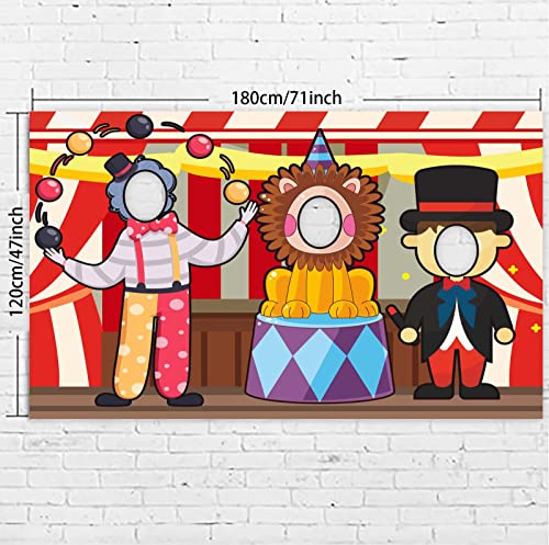 Circus Troup Photo Banner Backdrop Background Photo Booth Props Pretend Play Party Game Clown Lion Theme Decor for Carniva...