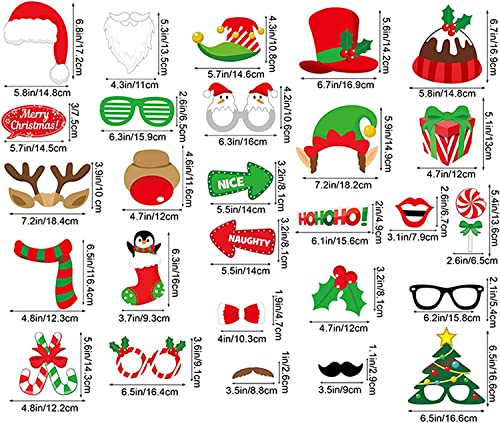 ILamourCar 32 Pcs Christmas Photo Booth Props, Funny Christmas DIY Selfie Props for Adults Kids Xmas Decoration Supplies