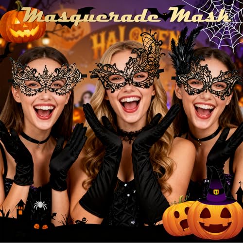 Quafochi Masquerade Mask for Women, Venetian Mask For Halloween Costume Prom Ball Party Wedding, Cosplay Carnival