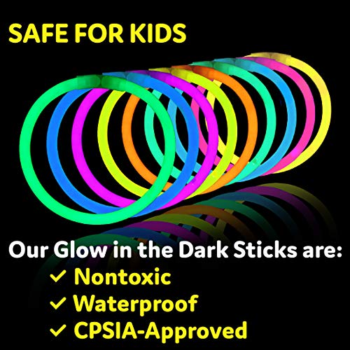 PartySticks Glow Sticks Party Supplies 100pk - 8 Inch Glow in the Dark Light Up Sticks Party Favors, Glow Party Decoration...