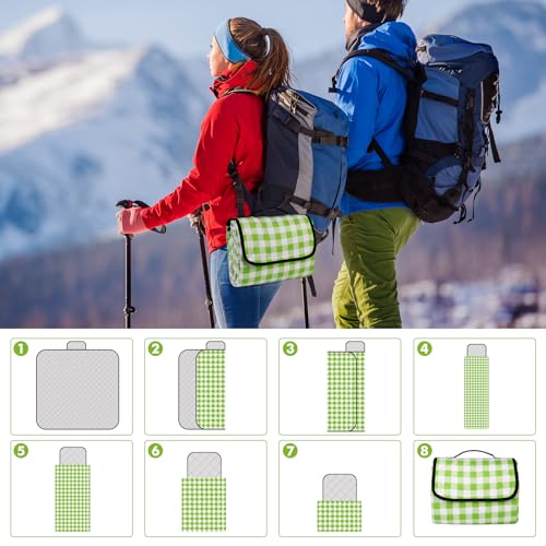 XEHAHOSH 78.7''x78.7'' Extra Large Picnic Beach Blankets, 3 Layers Plaid Waterproof Thickened Foldable Camping Blanket, Al...