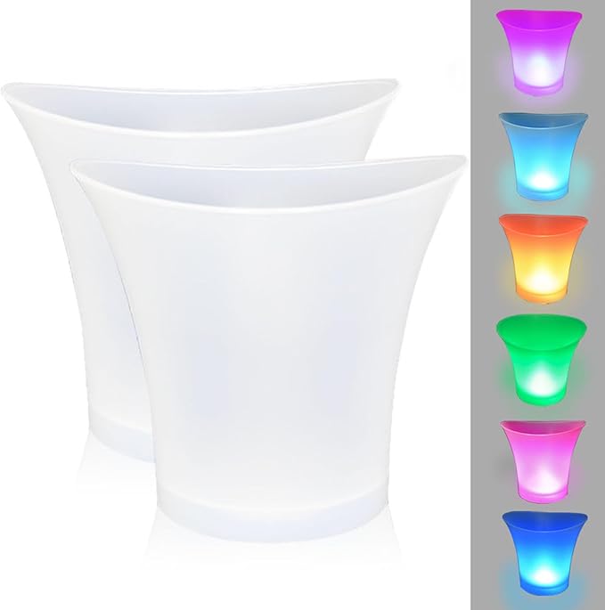 FIPASEN LED Ice Bucket, Regular 5L Large Capacity Lighted Ice Bucket with Automatic 7 Colors Changing for Party/Home/Bar, ...