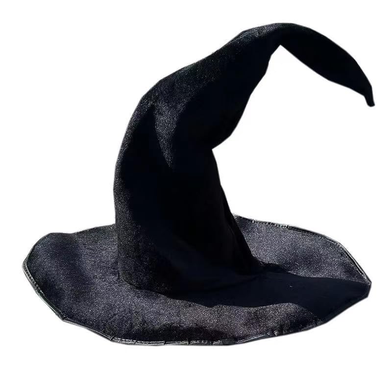 Esaleely Black Witch Hat Adult Halloween Cosplay Costumes Accessory for Women Wicked Witches Hats Decor (Black)