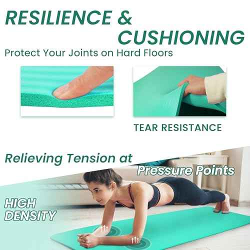 Fitvids Yoga Mat, 1/2-Inch Extra Thick High Density Exercise Mat, Anti-Tear Exercise Yoga Mat with Carrying Strap, Suitable for Various Yoga Exercises