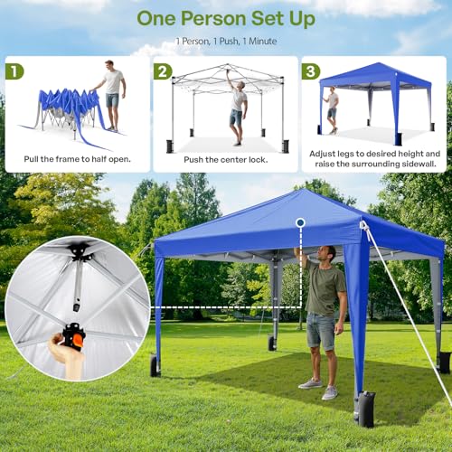 Driftalia 10x10 Pop Up Canopy with Sidewalls, Outdoor Instant Canopy Tent with Carry Bag for Commercial Events, Camping, B...