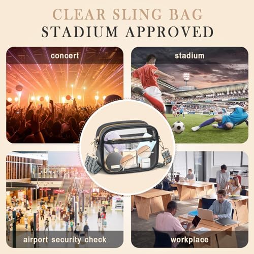 MOMSIV Clear Bag for Stadium Events, Crossbody Transparent Bag for Concerts Sports Events, Purses for Men & Women