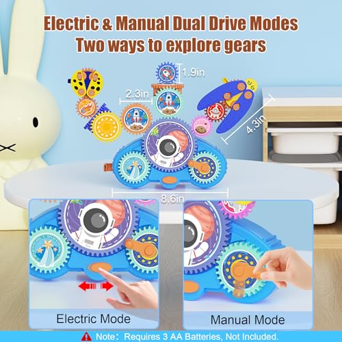 Fivoro STEM Gears Toys for Kids Ages 3+, Creative Learning Building Blocks, 18Pcs Educational Construction Toy Set, Electr...