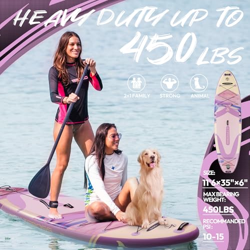 ATPROSS 11'6"x35" Inflatable Paddle Board, 450lbs Extra Wide Stand Up Paddleboard for Adults with Premium SUP Accessories ...