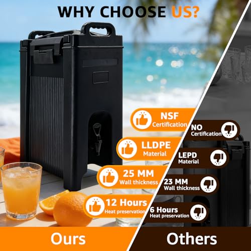 EVGTTI 5 Gallon Insulated Beverage Dispenser,Food-grade LLDPE Hot and Cold Beverage Server,Thermal Drink Dispenser Cooler ...