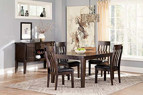 Signature Design by Ashley Haddigan Faux Leather Cushioned Rake Back Dining Chair, 2 Count, Dark Brown