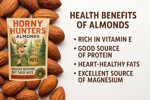 Horny Hunters Almonds - A Bold Roasted Snack for Outdoorsmen on the Trail. Funny Gag Gift for Hunters, Camo Men, and Deer ...