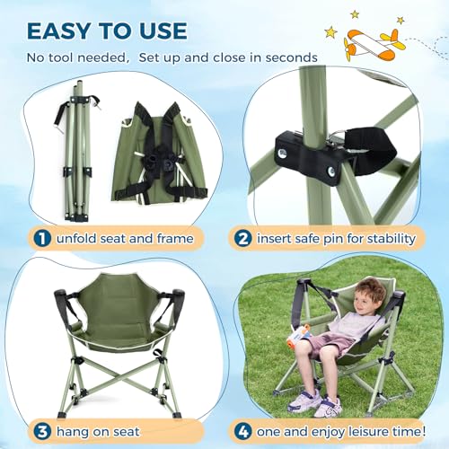Chloraeon Kids Hammock Chair,Adjustable Kids Camping Chair,Folding Chair with Stand,Portable Hammock Chair for Camping, Tr...