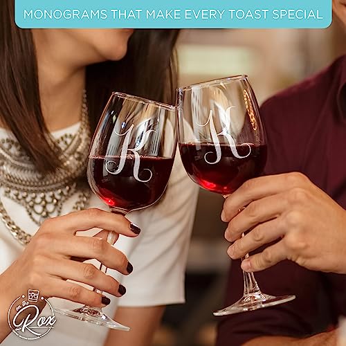 Monogrammed A-Z Wine Gifts for Women - 12.75 oz Engraved Personalized Wine Glass- Funny Wine Lover Monogram Gifts for Wome...