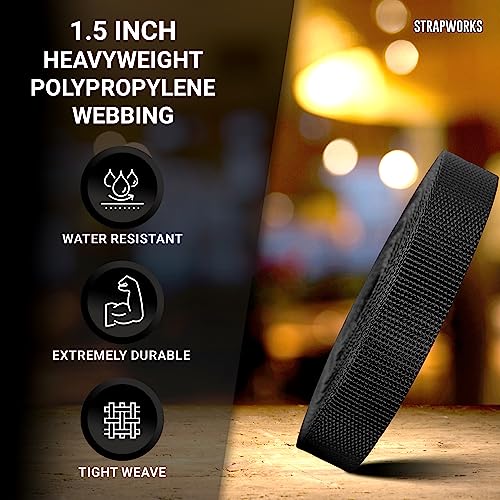 Strapworks Heavyweight Polypropylene Webbing - Heavy Duty Poly Strapping for Outdoor DIY Gear Repair, 1.5 Inches