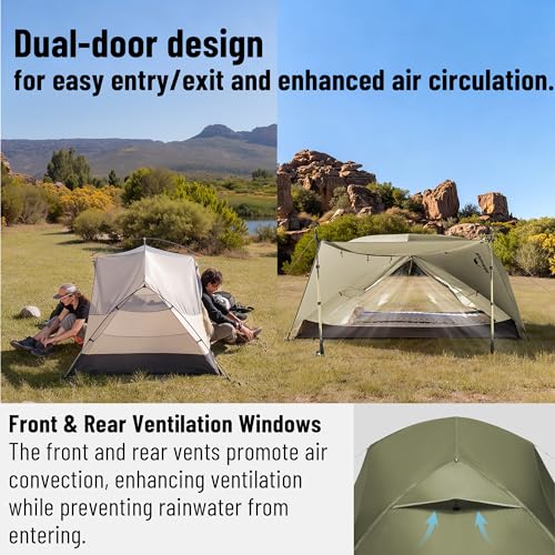 Naturehike 2025 Mongar Pro Camping Tent, 1-3 Person Ultralight Backpacking Tent, 20D Nylon 3 Season Waterproof Mongar 2 Pe...