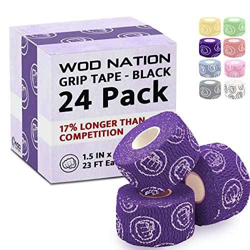 WOD Nation Flexible Hook-Grip Athletic Tape ? Easy-Tear, Sweat-Proof Thumb & Finger Strips for Weightlifting