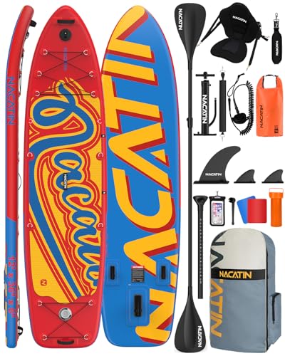 Inflatable Stand Up Paddle Board 12' with Kayak Seat & Dual Paddles – Premium SUP Board for Adults & Families Includes Kay...